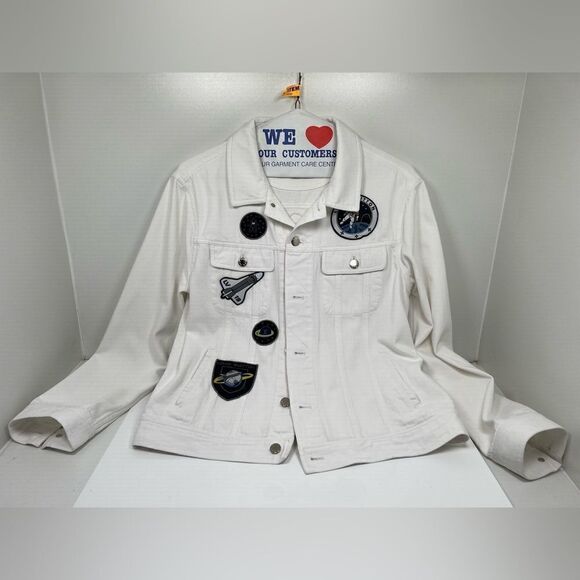 Louis Vuitton White Space Applique Denim Jacket Size 52 Large L - Picture 3 of 11